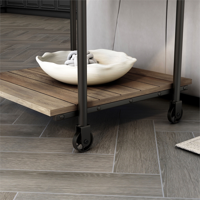 Furniture of America Acres Wood Rustic Oak 3-Piece Coffee Table Set with Wheels