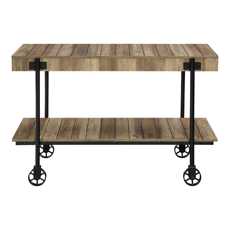 Furniture of America Acres Wood Rustic Oak 3-Piece Coffee Table Set with Wheels