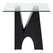 Furniture of America Fern Metal and Glass Top 2-Piece Coffee Table Set in Black