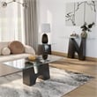 Furniture of America Fern Metal and Glass Top 3-Piece Coffee Table Set in Black