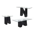 Furniture of America Fern Metal and Glass Top 3-Piece Coffee Table Set in Black