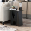 Furniture of America Fern Metal and Glass Top Square End Table in Black