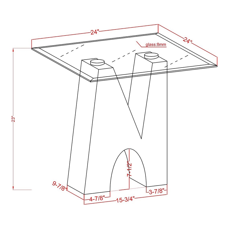 Furniture of America Fern Metal and Glass Top Square End Table in Black