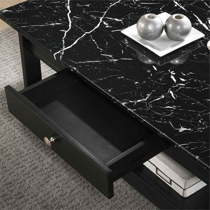 Furniture of America Histe Wood Storage 3-Piece Coffee Table Set in Black