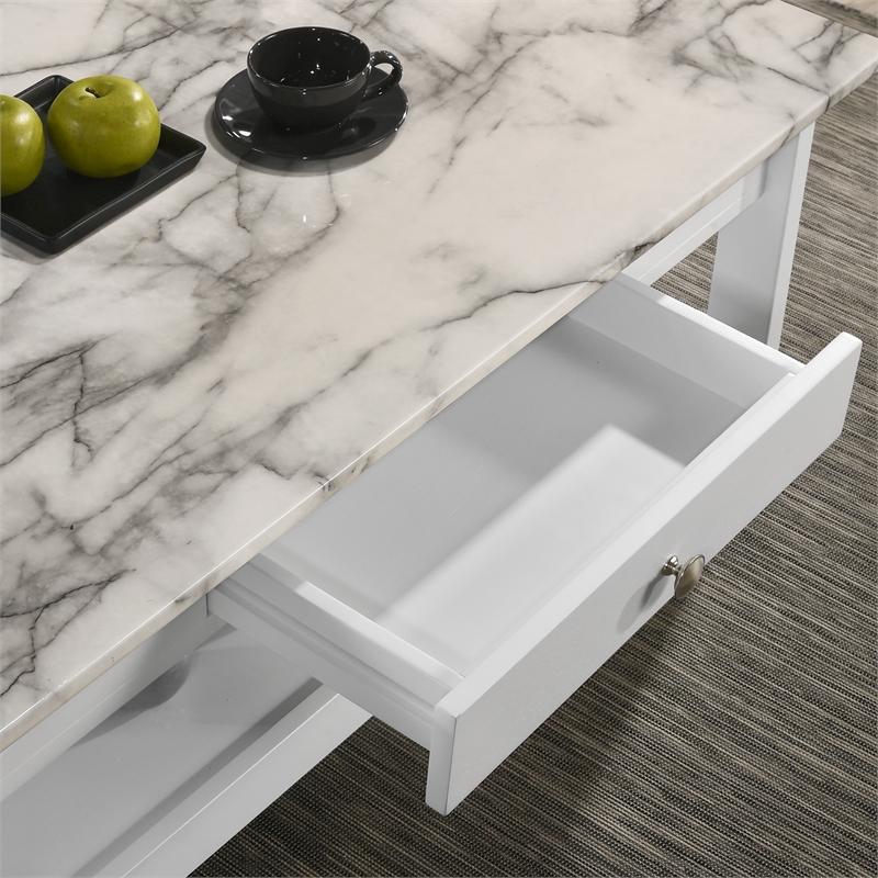 Furniture of America Histe Wood Storage 3-Piece Coffee Table Set in White