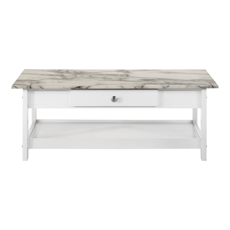 Furniture of America Histe Wood Storage 3-Piece Coffee Table Set in White