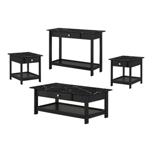 Furniture of America Histe Wood Storage 4-Piece Coffee Table Set in Black