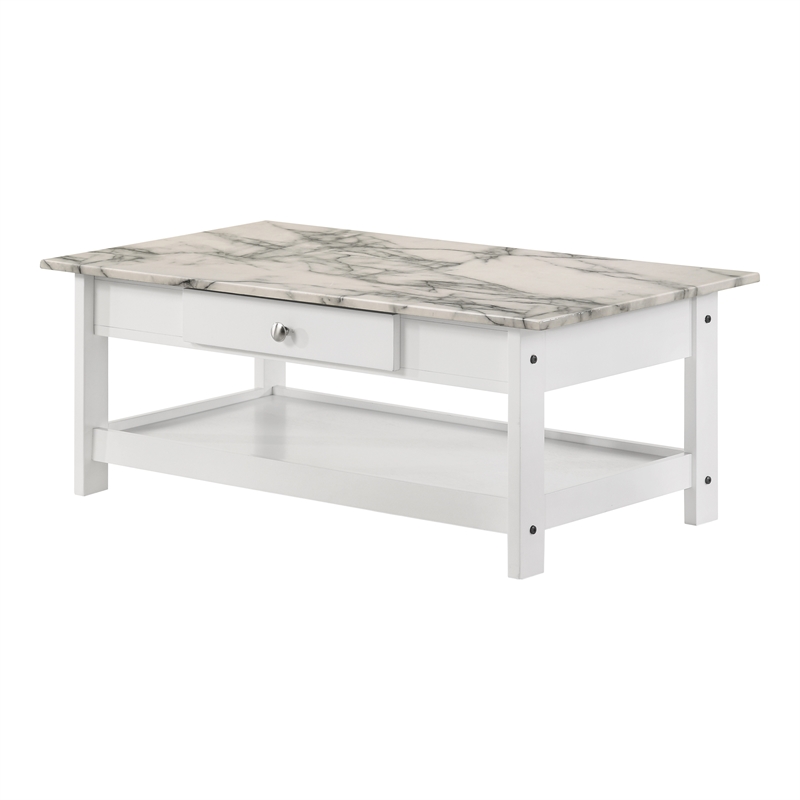 Furniture of America Histe Wood Storage 4-Piece Coffee Table Set in White