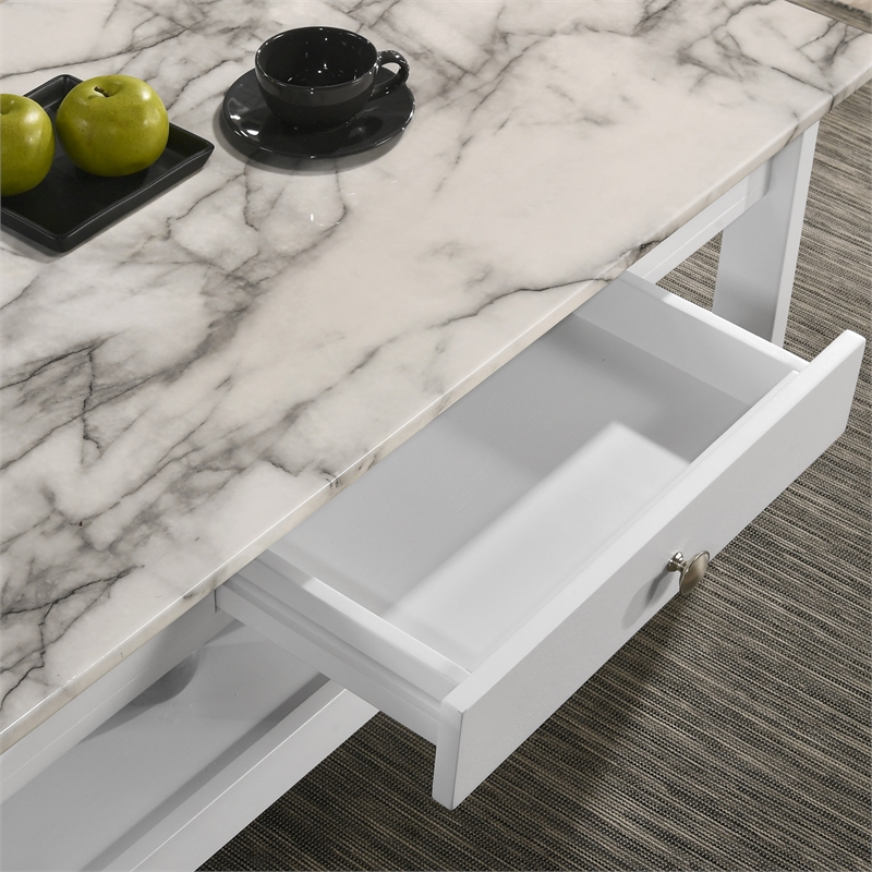 Furniture of America Histe Wood Storage 4-Piece Coffee Table Set in White