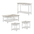 Furniture of America Histe Wood Storage 4-Piece Coffee Table Set in White
