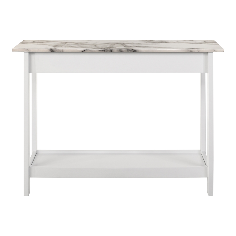 Furniture of America Histe Faux Marble and Wood 1-Drawer Sofa Table in White