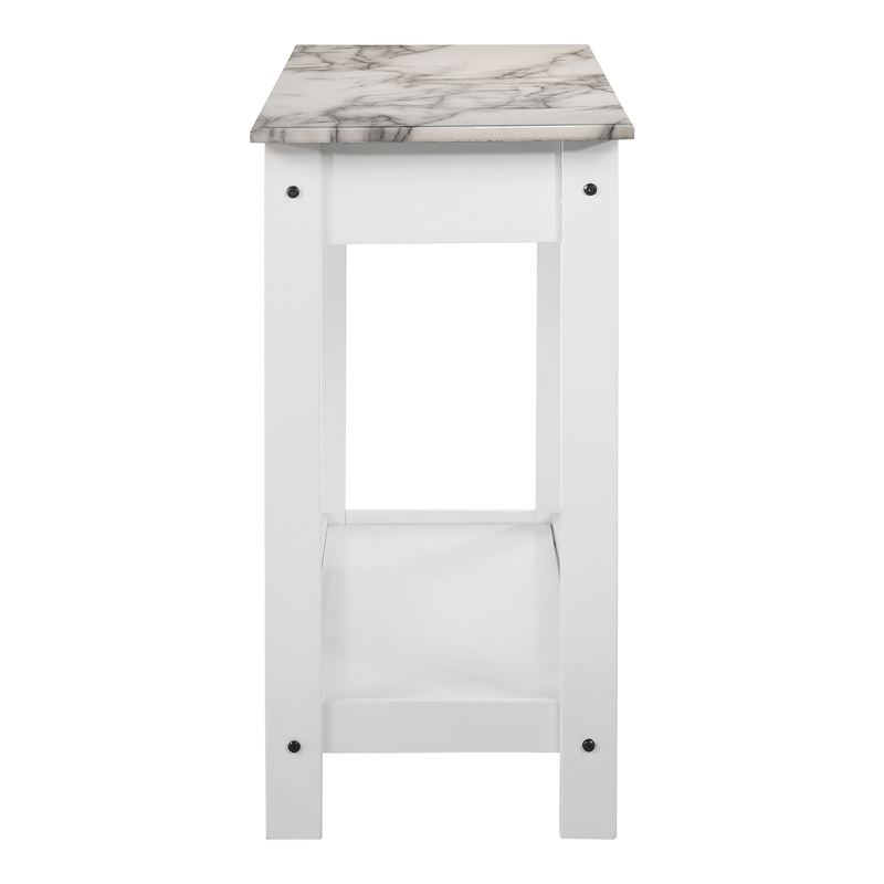 Furniture of America Histe Faux Marble and Wood 1-Drawer Sofa Table in White