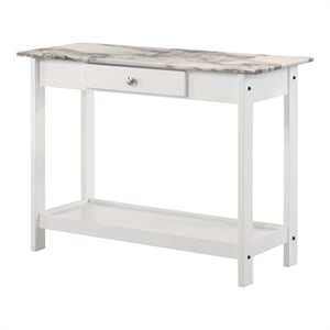 Furniture of America Histe Faux Marble and Wood 1-Drawer Sofa Table in White