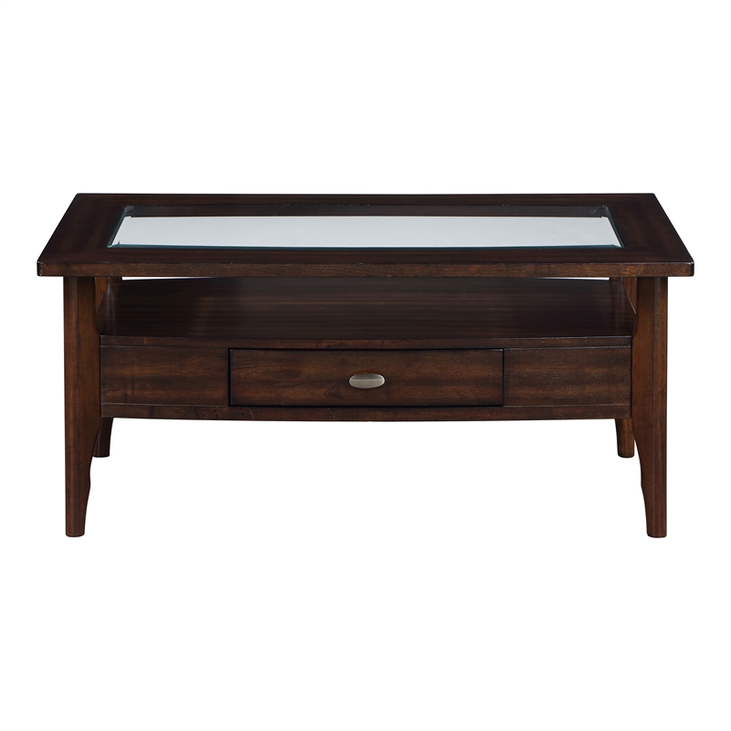 Furniture of America Eski Wood 1-Drawer Coffee Table in Dark Walnut