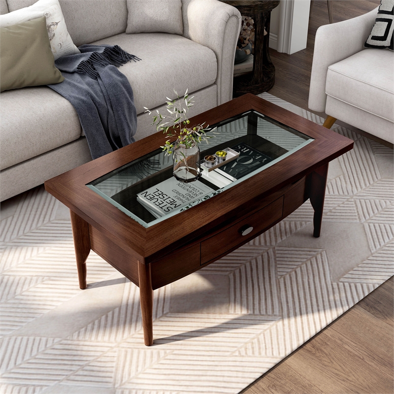 Furniture of America Eski Wood 1-Drawer Coffee Table in Dark Walnut
