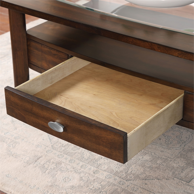 Furniture of America Eski Wood 1-Drawer Coffee Table in Dark Walnut