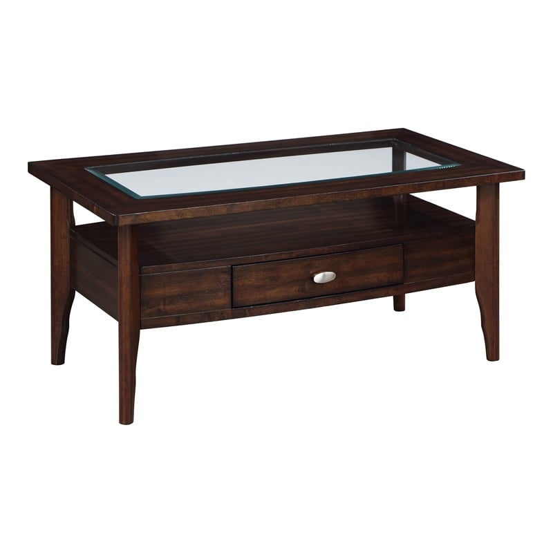 Furniture of America Eski Wood 1-Drawer Coffee Table in Dark Walnut
