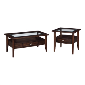 furniture of america eski wood storage 2-piece coffee table set in dark walnut