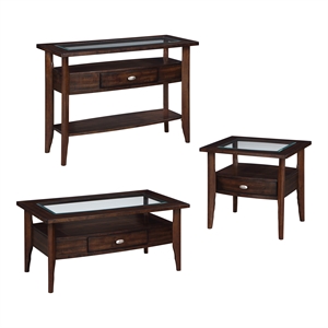 furniture of america eski wood storage 3-piece coffee table set in dark walnut