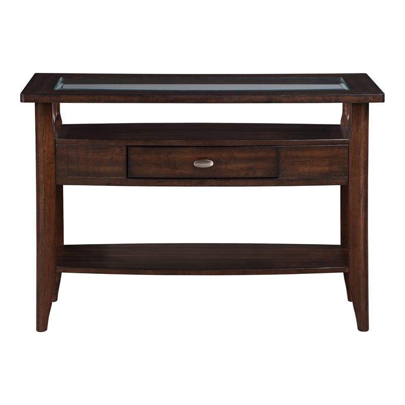 Furniture of America Eski Wood 1-Drawer Sofa Table in Dark Walnut