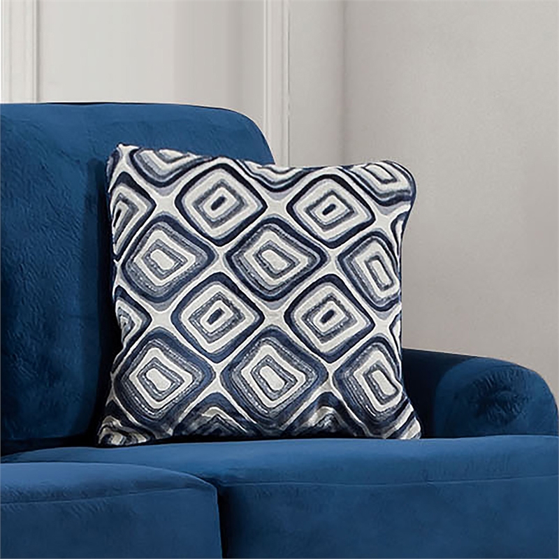 Furniture of America Sabit Microfiber Upholstered 2-Piece Sofa Set in Navy