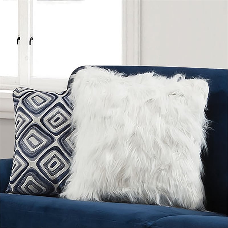 Furniture of America Sabit Microfiber Upholstered Sofa in Navy