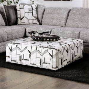 Furniture of America Infix Chenille Upholstered Ottoman in Gray