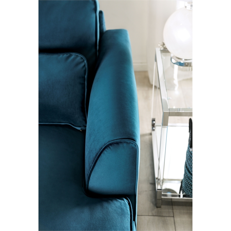 Furniture of America Mauri Fabric Upholstered Teal Sectional with Double Chaise