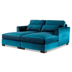 Furniture of America Mauri Fabric Upholstered Teal Sectional with Double Chaise