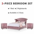 Furniture of America Gijit 3pc Pink Fabric Bedroom Set - Queen + 2 Nightstands
