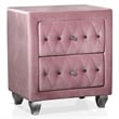 Furniture of America Gijit 3pc Pink Fabric Bedroom Set - Queen + 2 Nightstands