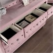 FOA Gijit 5pc Pink Fabric Bedroom Set - Queen + 2 Nightstands + Dresser + Mirror