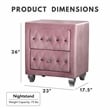 FOA Gijit 5pc Pink Fabric Bedroom Set - Queen + 2 Nightstands + Dresser + Mirror