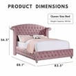 FOA Gijit 5pc Pink Fabric Bedroom Set - Queen + 2 Nightstands + Dresser + Mirror