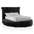 Furniture of America Vriam 3pc Black Fabric Bedroom Set - Queen + 2 Nightstands