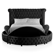 Furniture of America Vriam 3pc Black Fabric Bedroom Set - Queen + 2 Nightstands