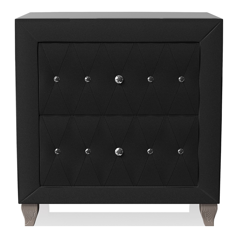 Furniture of America Vriam 3pc Black Fabric Bedroom Set - Queen + 2 Nightstands