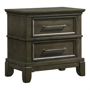 Furniture of America Parro Wood 2-Drawer Nightstand with Bar Pulls in Gray