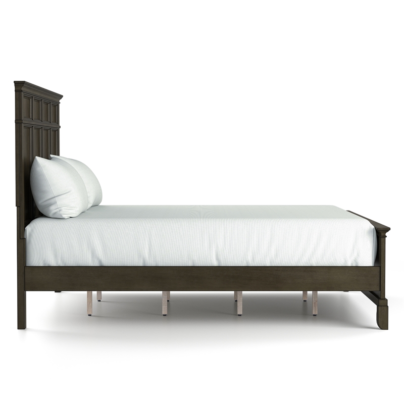Furniture of America Parro Solid Wood Panel Queen Bed in Gray