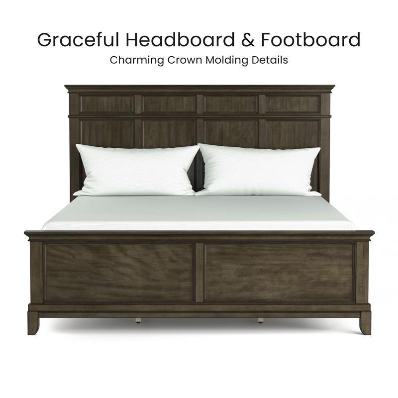 Furniture of America Parro Solid Wood Panel Queen Bed in Gray