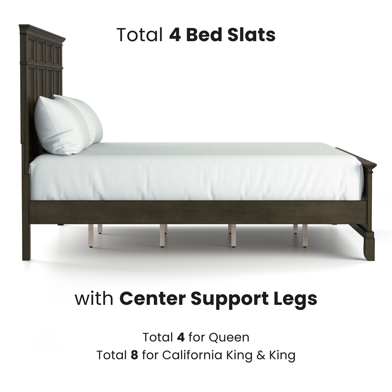 Furniture of America Parro Solid Wood Panel Queen Bed in Gray