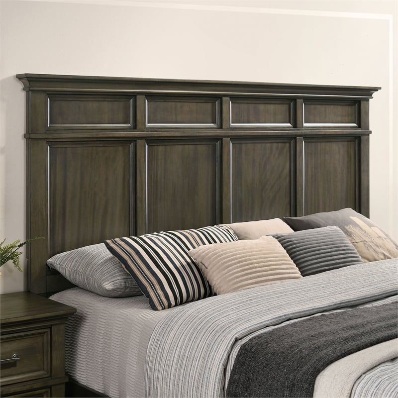 FOA Parro 5pc Gray Wood Bedroom Set - Queen + 2 Nightstands + Dresser + Mirror