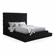 FOA Biron 3pc Black Fabric Upholstered Bedroom Set - King + 2 Nightstands