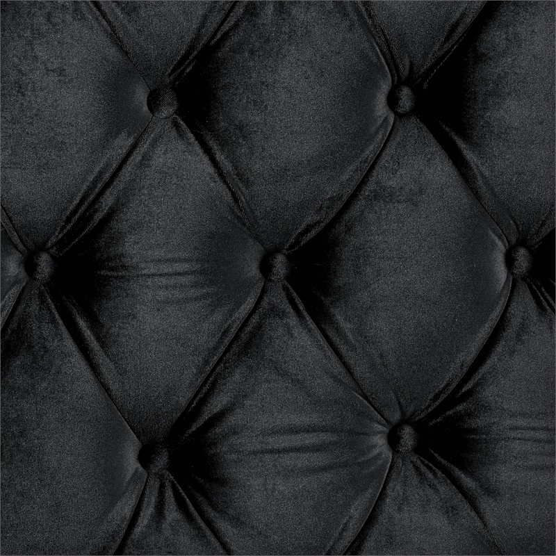 FOA Biron 3pc Black Fabric Upholstered Bedroom Set - King + 2 Nightstands