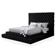 FOA Biron 3pc Black Fabric Upholstered Bedroom Set - King + 2 Nightstands
