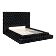 FOA Biron 3pc Black Fabric Upholstered Bedroom Set - Queen + 2 Nightstands