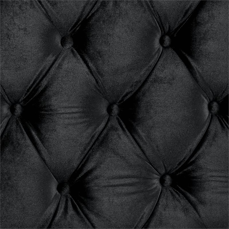 FOA Biron 3pc Black Fabric Upholstered Bedroom Set - Queen + 2 Nightstands
