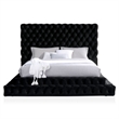 FOA Biron 3pc Black Fabric Upholstered Bedroom Set - Queen + 2 Nightstands