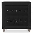 FOA Biron 3pc Black Fabric Upholstered Bedroom Set - Queen + 2 Nightstands