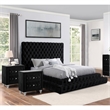 FOA Biron 3pc Black Fabric Upholstered Bedroom Set - Queen + 2 Nightstands